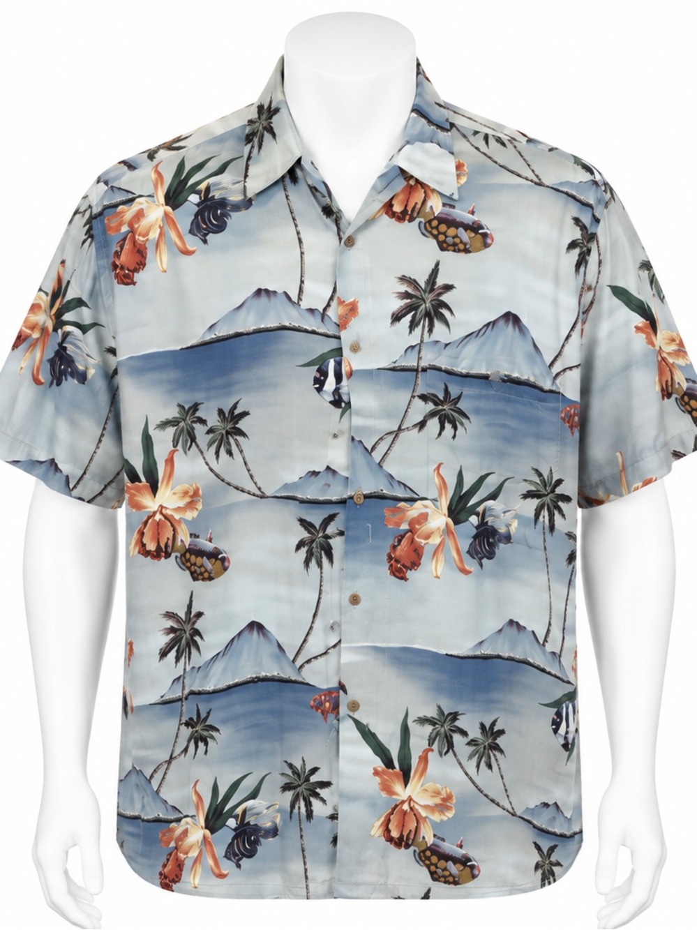 PIERRE CARDIN Hawaiian shirt men’s size medium 100% cool rayon short sleeve